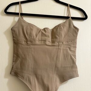 House of CB Beige Sculpting Crop Top Bodysuit